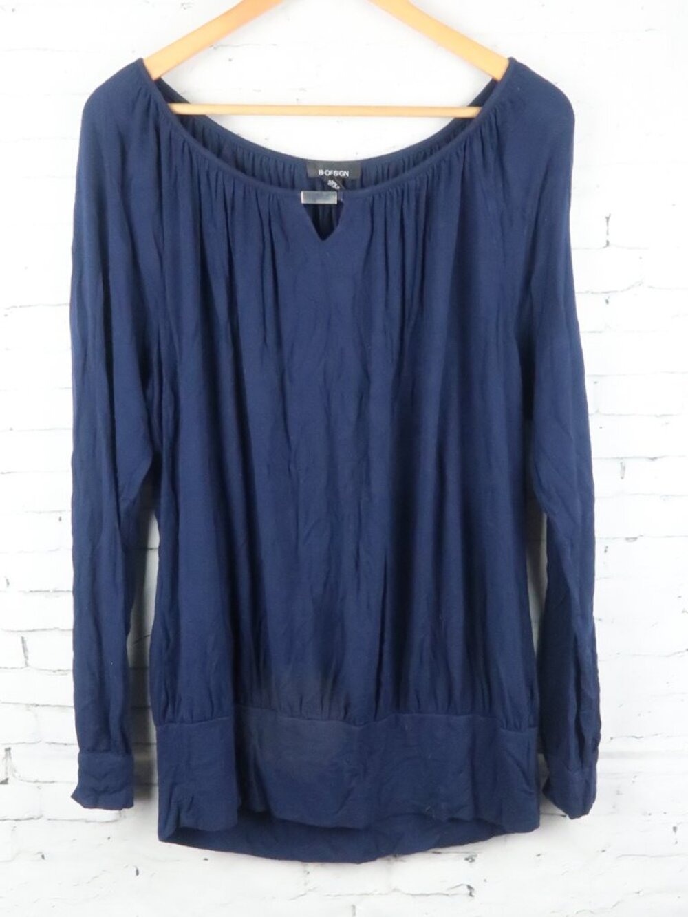 B DESIGN BLUE LONG SLEEVE ROUND NECK TUNIC TOP SIZE LARGE